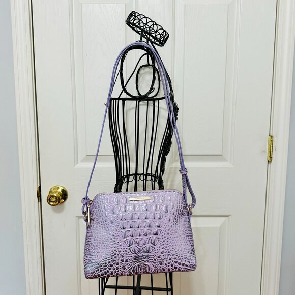 BRAHMIN MINI SIDNEY METALLIC VIOLET WONDERLAND MELBOURNE LEATHER CROSSBODY $225 - Picture 9 of 10